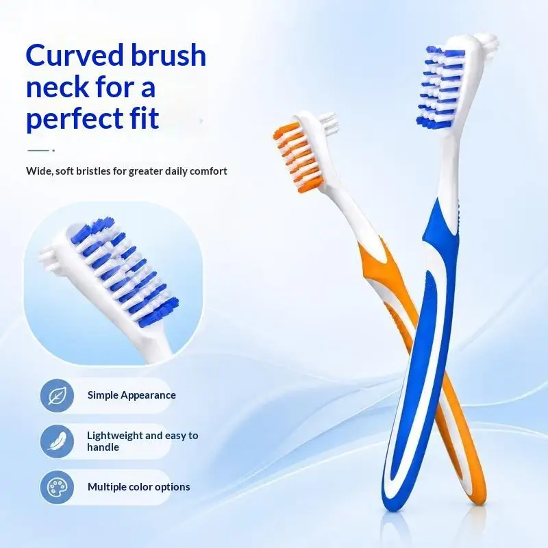 Double Sided Denture Toothbrush Anti-Scratch Design High Efficiency Cleaner for Invisible Braces Retainer Denture Users