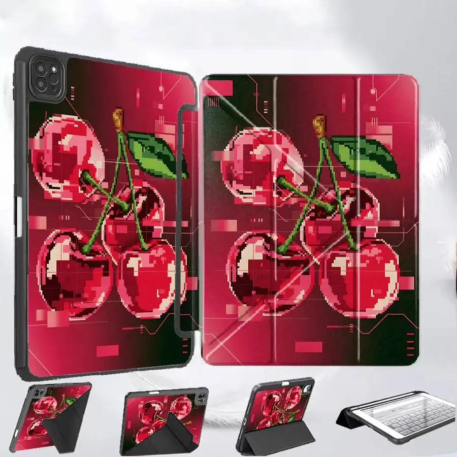 

Чехол-подставка для планшетов iPad Pro 2025, Pro 11-го, 10-го, 9-го, 8-го, 7-го поколений, 12.9 дюймов, Mini 6, 7, Air 4, 5, M3, M2, M4, 11 дюймов, Creative Cherry