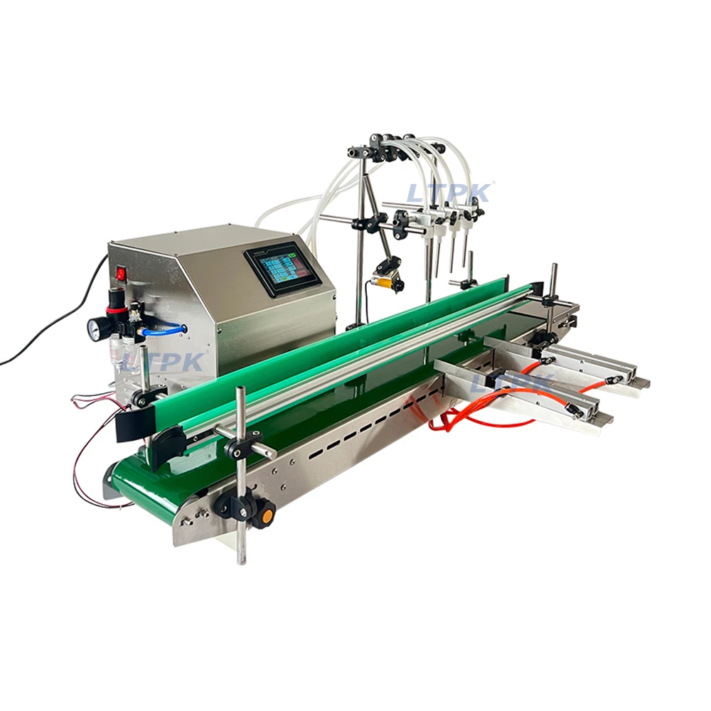 

Semi Automatic Magnetic Pump 4 Heads Liquid Essential Oil Juice Perfume Drink Juice Vinegar Water Bottle Filling Machine Filler
