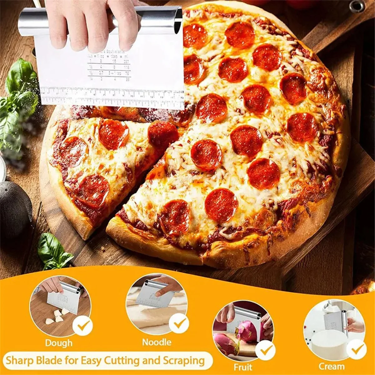 3PCS Dough Pastry Scraper Chopper Baking Cake Pizza Cutter with Measuring Scale Bread Separator Knife Cooking Tools