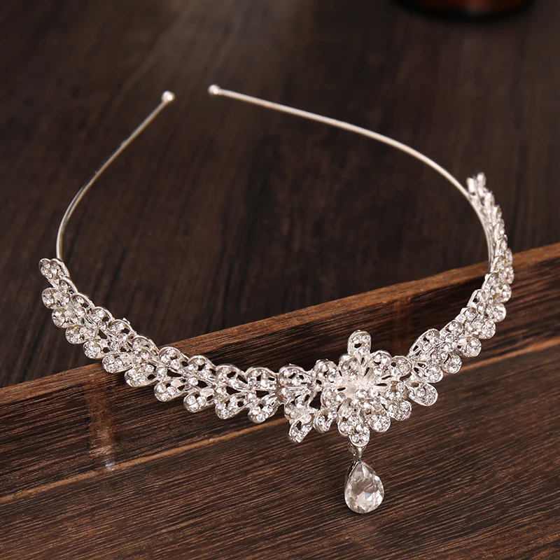 Fashion Crystal Tiaras And Crowns Forehead Water Rhinestone Diadems Wedding Hair Ornaments Bridal Hairbands Pageants