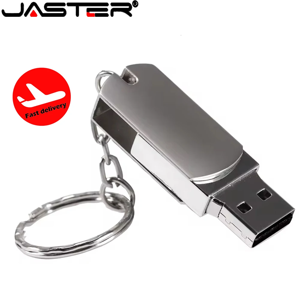 

JASTER Mini Metal USB Flash Drive 128GB Rotatable Pen Drive 64GB Creative Gift Memory Stick Keychain Pen Drive 32GB U Disk 16GB