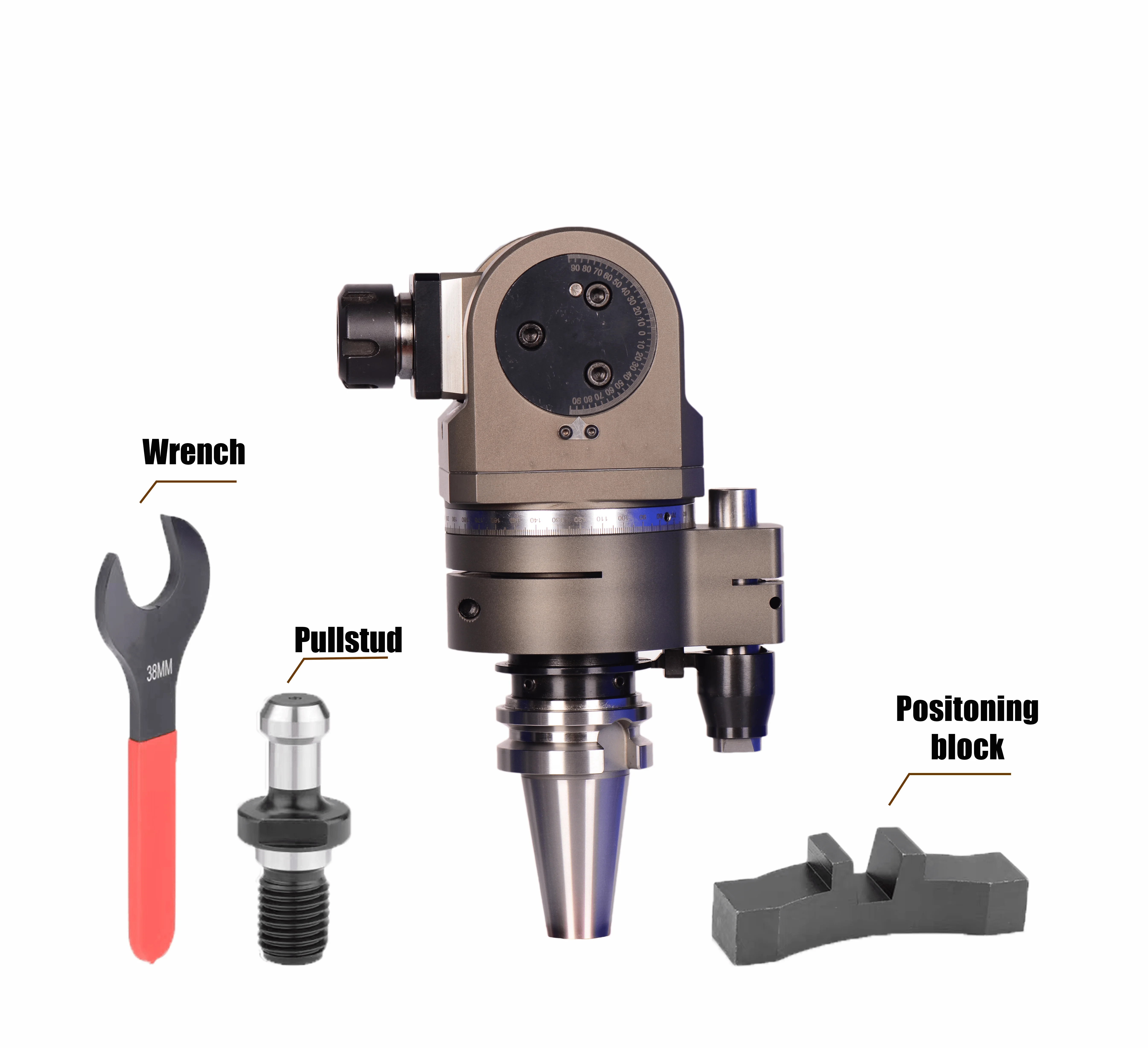 BORUI BT40 Universal Angle Head 360 Degree Rotation Milling Head Machine Tools Accessories with 1 Year Warranty