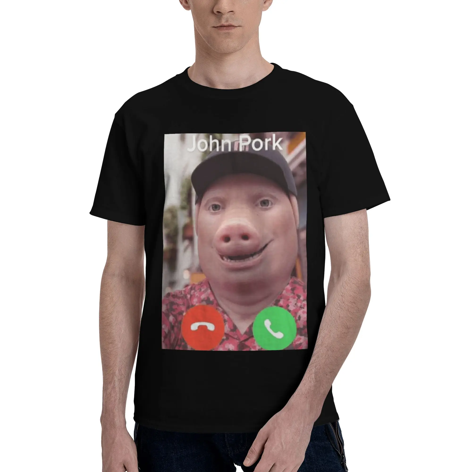 

Футболка из 100% хлопка John Pork Facetime, мужские футболки большого размера, мужские футболки с круглым вырезом и коротким рукавом, S-6XL