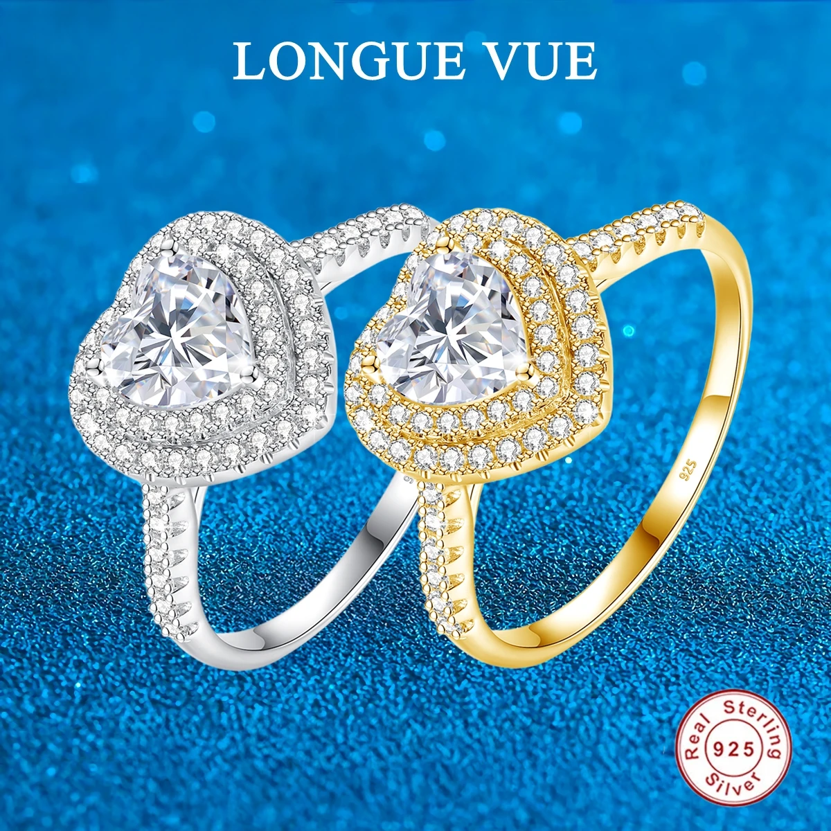 

Роскошное женское кольцо с муассанитом в форме сердца, стерлинговое серебро 925 пробы, позолота 18 карат, ювелирные изделия, обручальные кольца для женщин, обручальные кольца