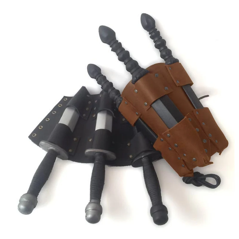 Medieval Steampunk Throwing Knife Holder Holster Ninja Assassin Larp Sheath Cosplay Costume Outfit PU Leather Bracer Leg Kit