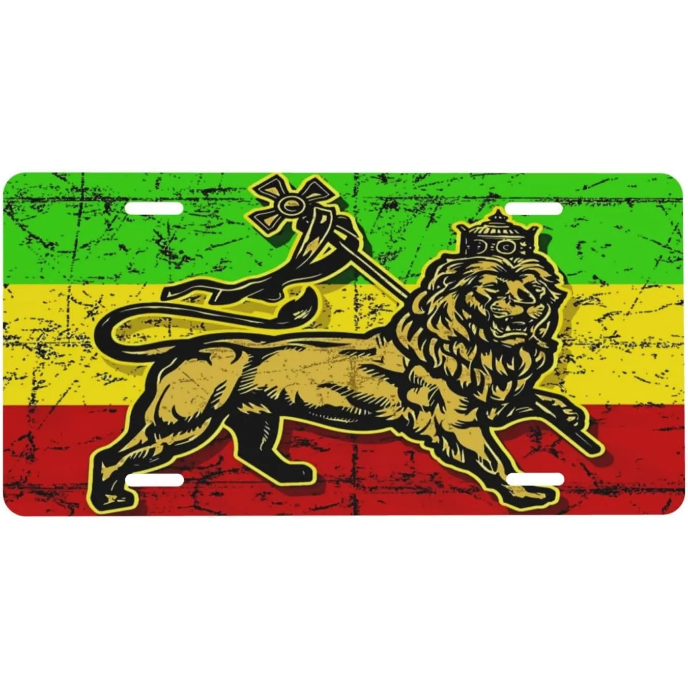 

Jamaican Flag Rasta Reggae Judah Lion Aluminum License Plate Metal Car Front License Plate Cover Car Decor Accessory