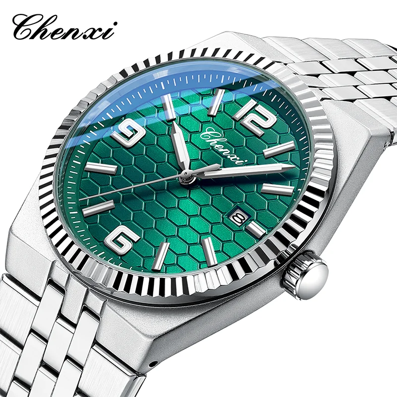 

CHENXI лучший бренд мужские часы модный сотовый циферблат дизайн водостойкий светящийся календарь ремешок из нержавеющей стали мужские наручные часы