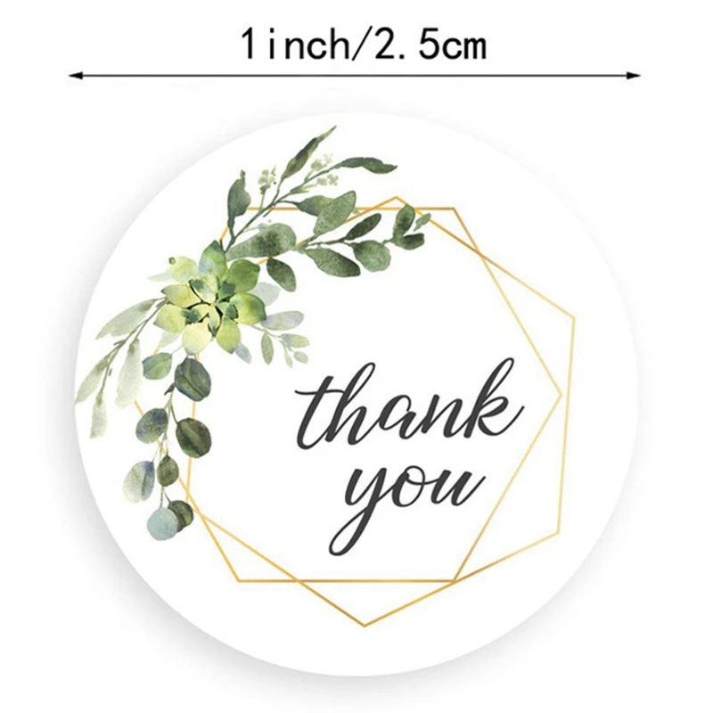 100-500pcs Floral Thank You Stickers 2.5cm Round Paper Stickers for Gift Wedding Cards Business Packaging Stickers Scrapbooking