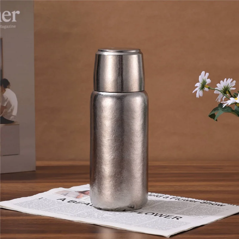 

450ml Pure Titanium Thermos Cup With Tea Separator,Pure Color Vacuum Flasks,Fresh-keeping Tea Set,Business Portable Water Bottle