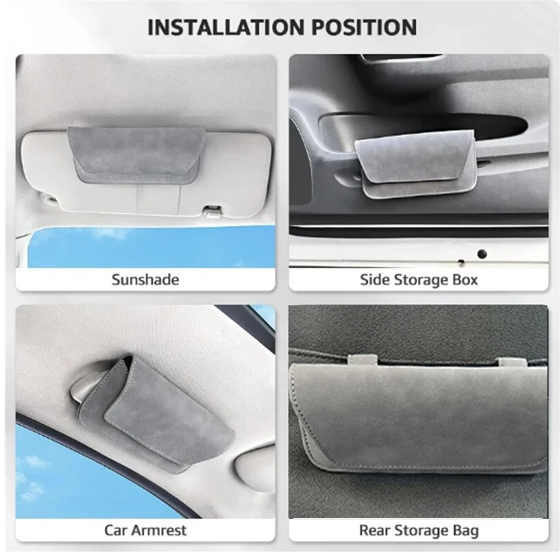 Car Glasses Eyeglasses Holder Car Glasses Sunglasses Case Suede Sun Glasses Clip Storage Accesorios Leather Visor Organizer