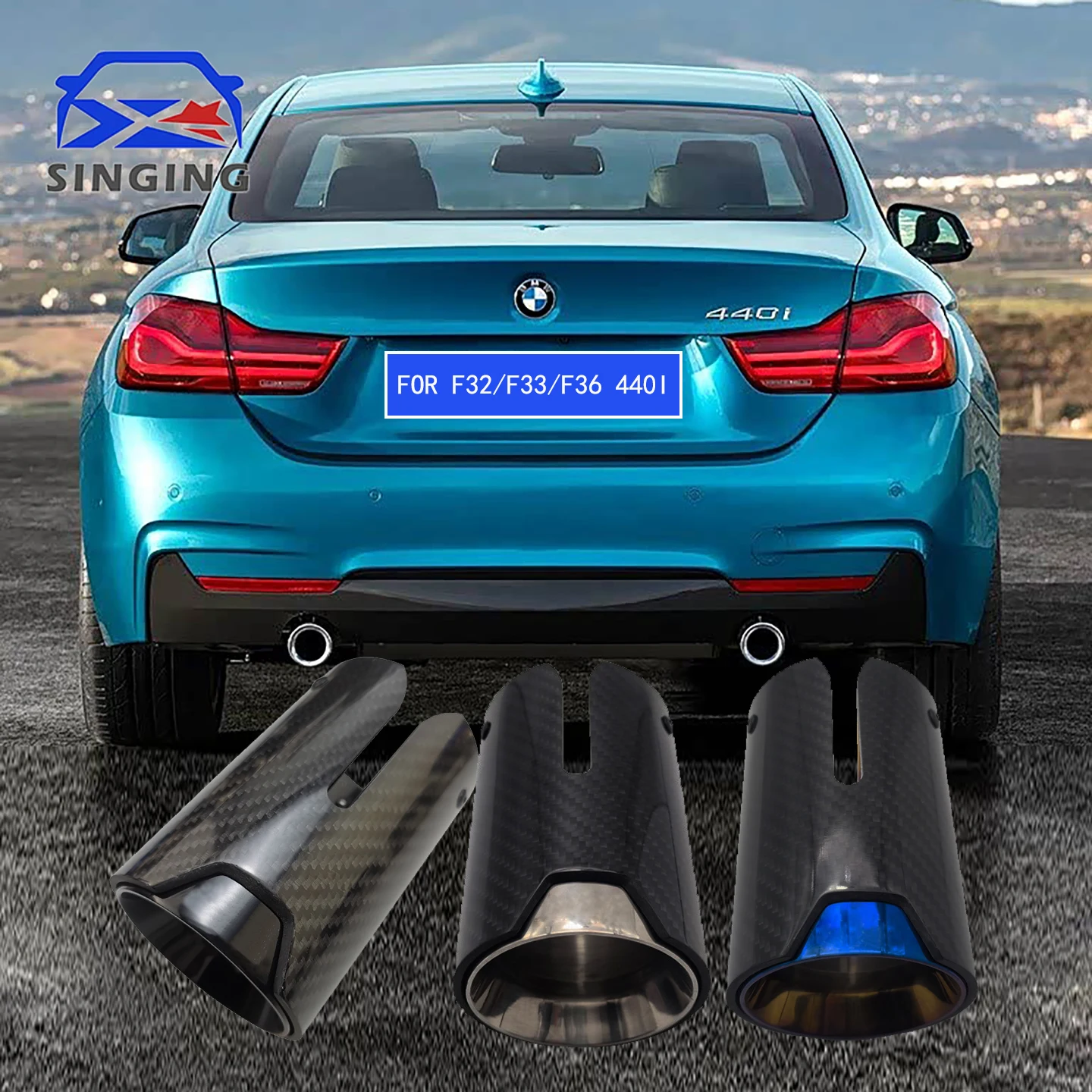 

Для BMW 440i F32 F33 F36 2016-2018: Наконечники выхлопной системы в стиле M с логотипом M, 1 пара (левый и правый), декоративные насадки на задний глушитель.