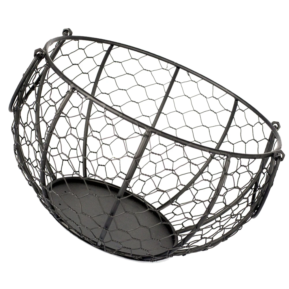 

Iron Kitchen Fruit Basket Black Decorative Storage Baskets Eggs Vegetable Hollow Snack Container Organizer Home Restaurant