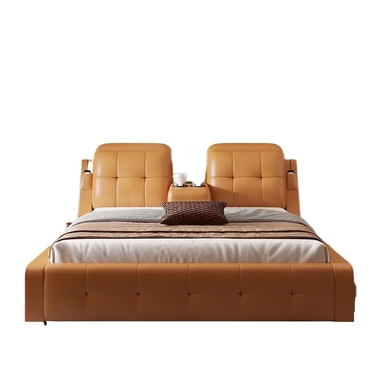 & French Multifunctional Bed Dressers Headboards Nordic Double Bed Luxury Smart Muebles Para Dormitorio Furniture Accessories