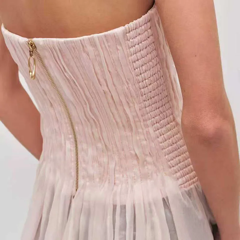 Women's vest New fish bone slim fit sleeveless top for summer 2026 Sexy off shoulder women's corset pleated tanks top y2k tops