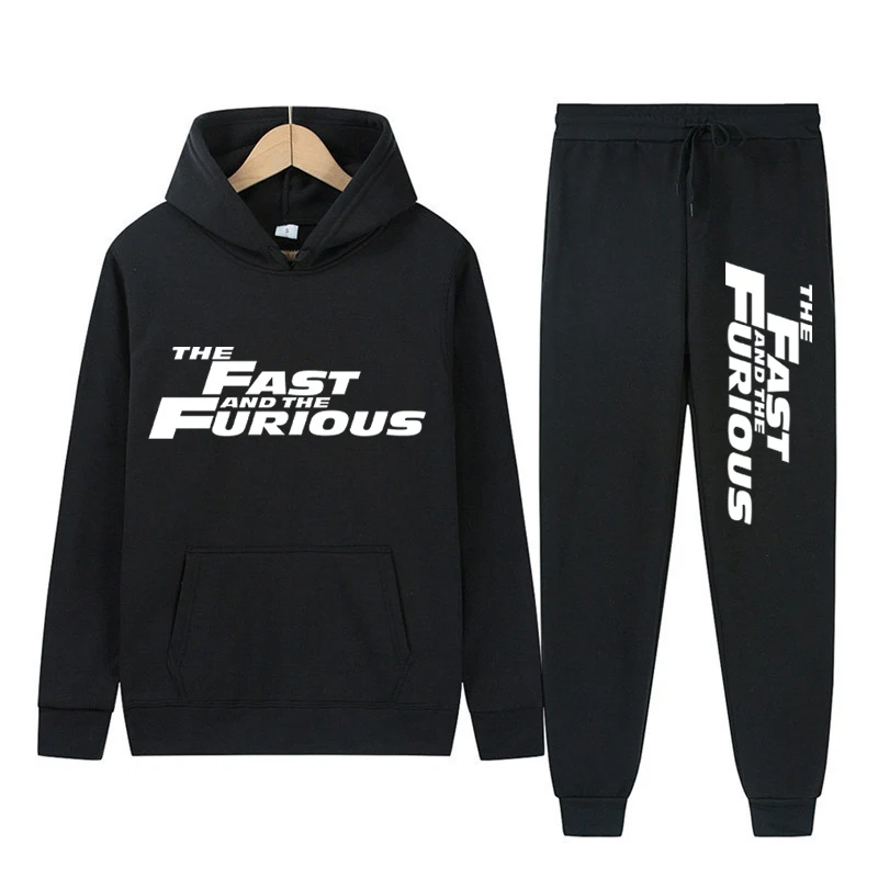 The Fast And The Furious felpe con cappuccio + pantaloni 2 pezzi set uomo moda felpe donna Casual pullover con cappuccio tuta sportiva