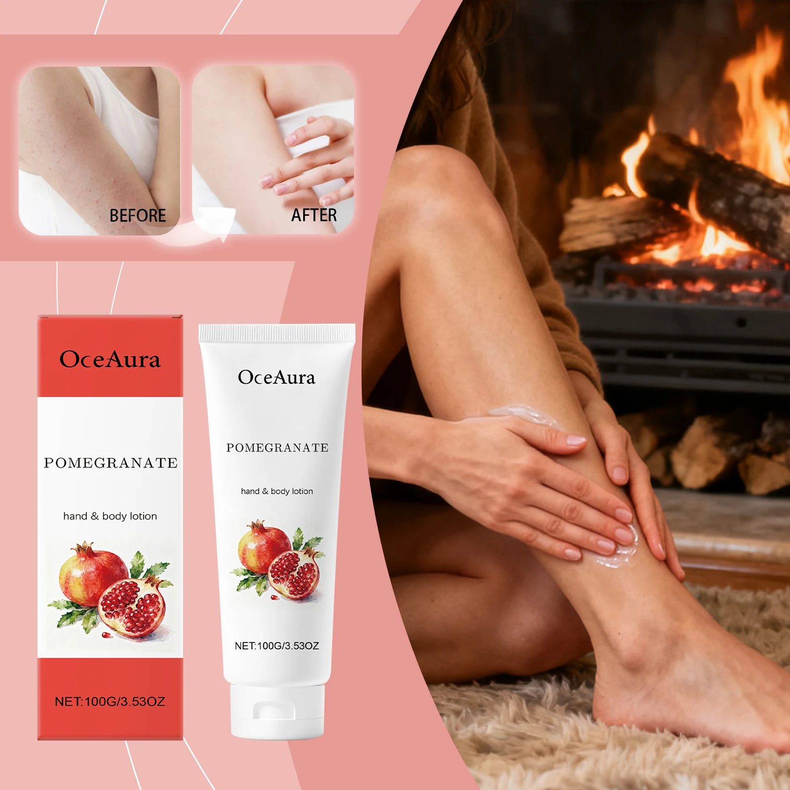 لوشن اليد والجسم بالرمان من OceAura، كريم ترطيب مرطب للبشرة الناعمة الناعمة، مغذي للعناية اليومية بالطبيعية #5