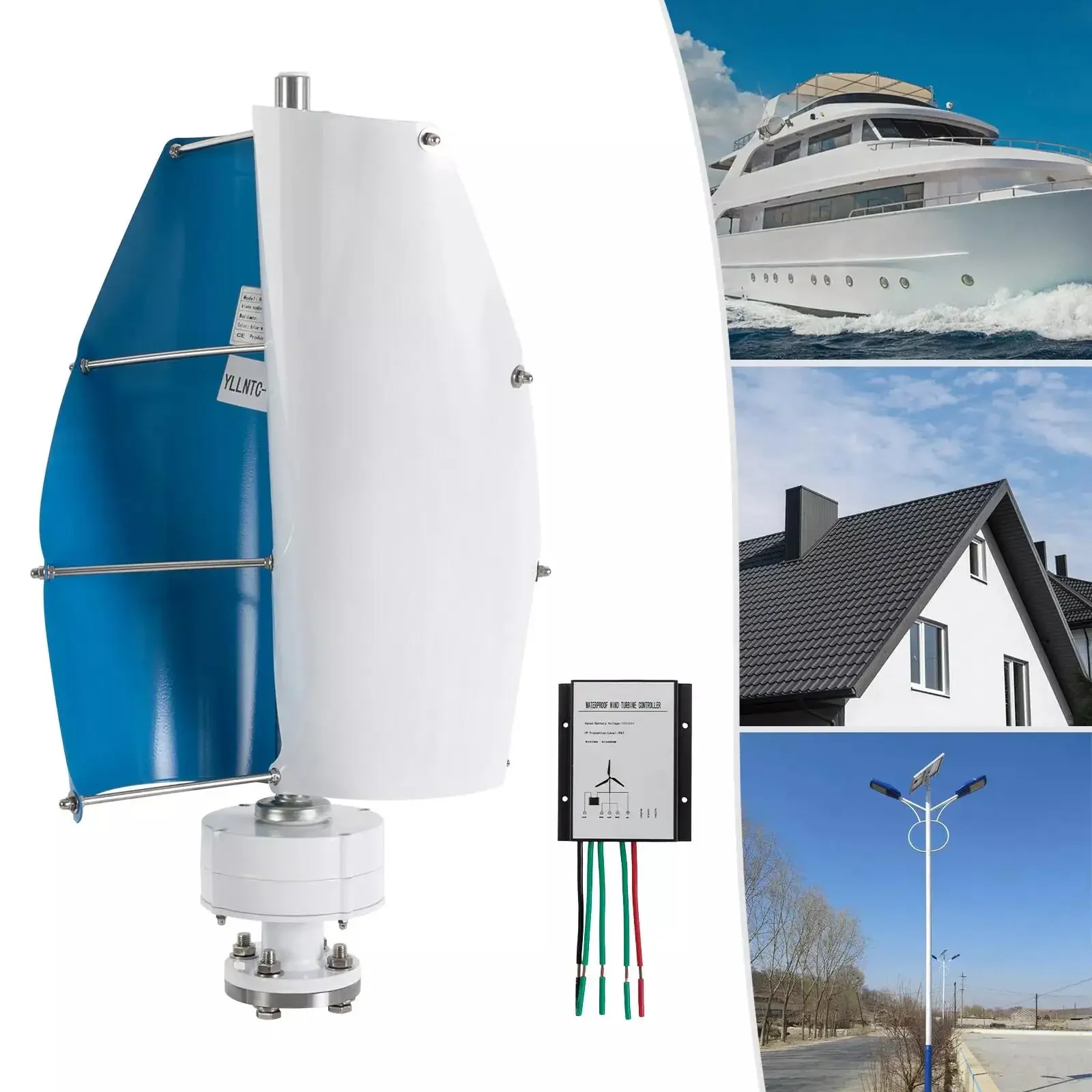 Vertical Axis Wind Turbine Kit W Controller | Home & Business Power Generator