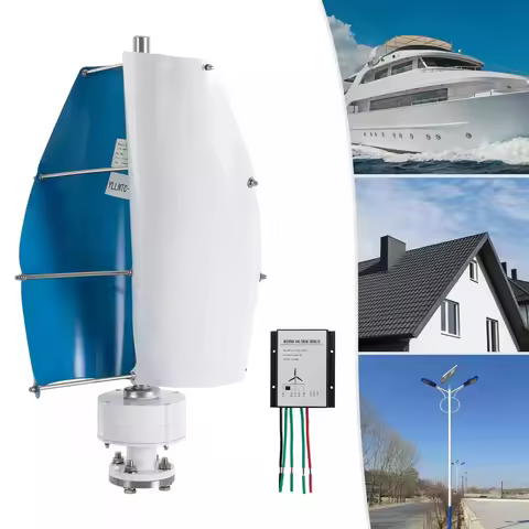 Vertical Axis Wind Turbine Kit w/ Controller | Home &amp; Business Power Generator | For Roof, Boat, RV &amp; Off-Grid