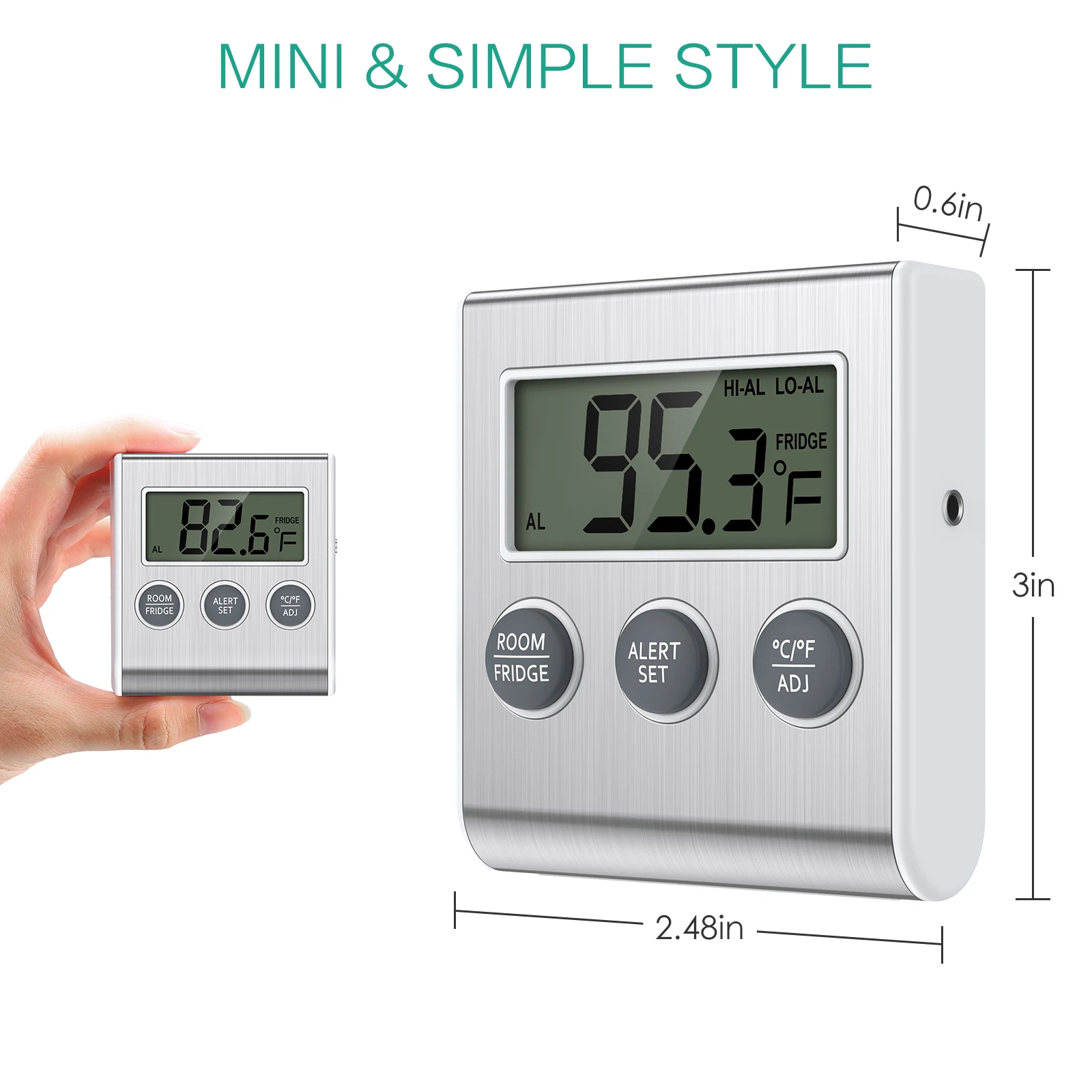 Termómetro ORIA digital para refrigerador con sonda externa