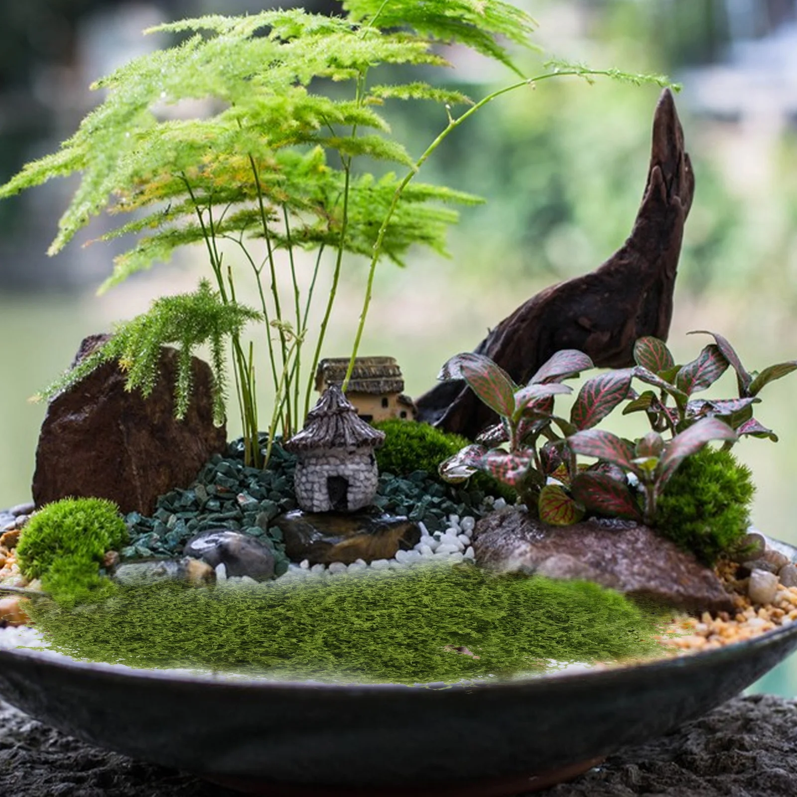 

1 Bag Faux Moss for Bonsai Realistic Nylon Moss Lawn Indoor Outdoor Ornament Simulation Decoration Plant Craft