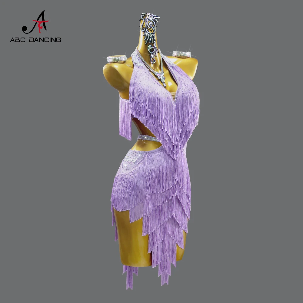 ラテンダンスドレスダンスウェアスカートレディーススーツ競技衣装新 2025 エレガントなラインストーン子供服パーティーガールズミディウエディング