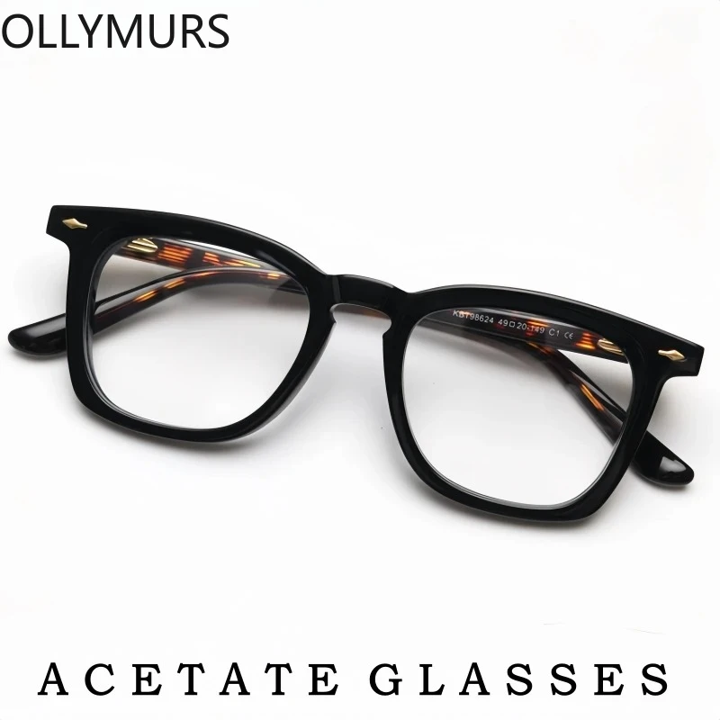 

OLLYMURS Fashion Luxury Acetate Glasses for Men and Women Designer Retro Square Optical Prescription Eyeglasses Frames KBT98624