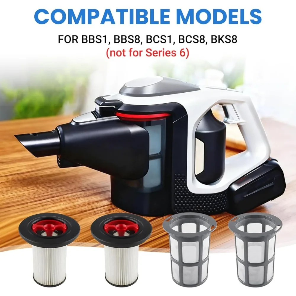 Staubsauger-Zubehörset mit 2 Filtern, 2 Filterkartuschen und 1 Schwanenbürste für Bosch Unlimited Gen2 Serie 8