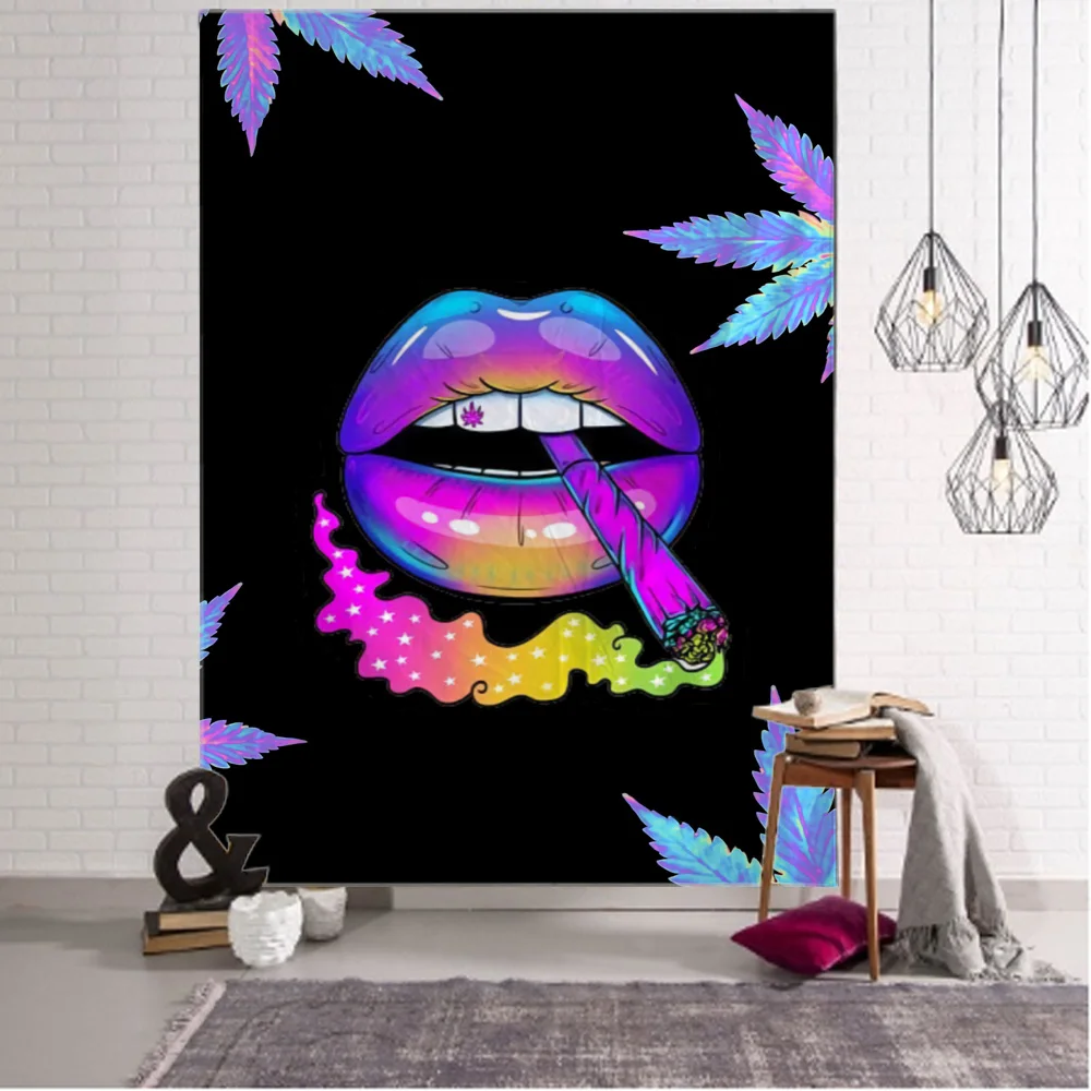 Psychedelic tapestry wall hanging sexy girl room art decoration hippie neon lights aesthetic bedroom dormitory wall decoration