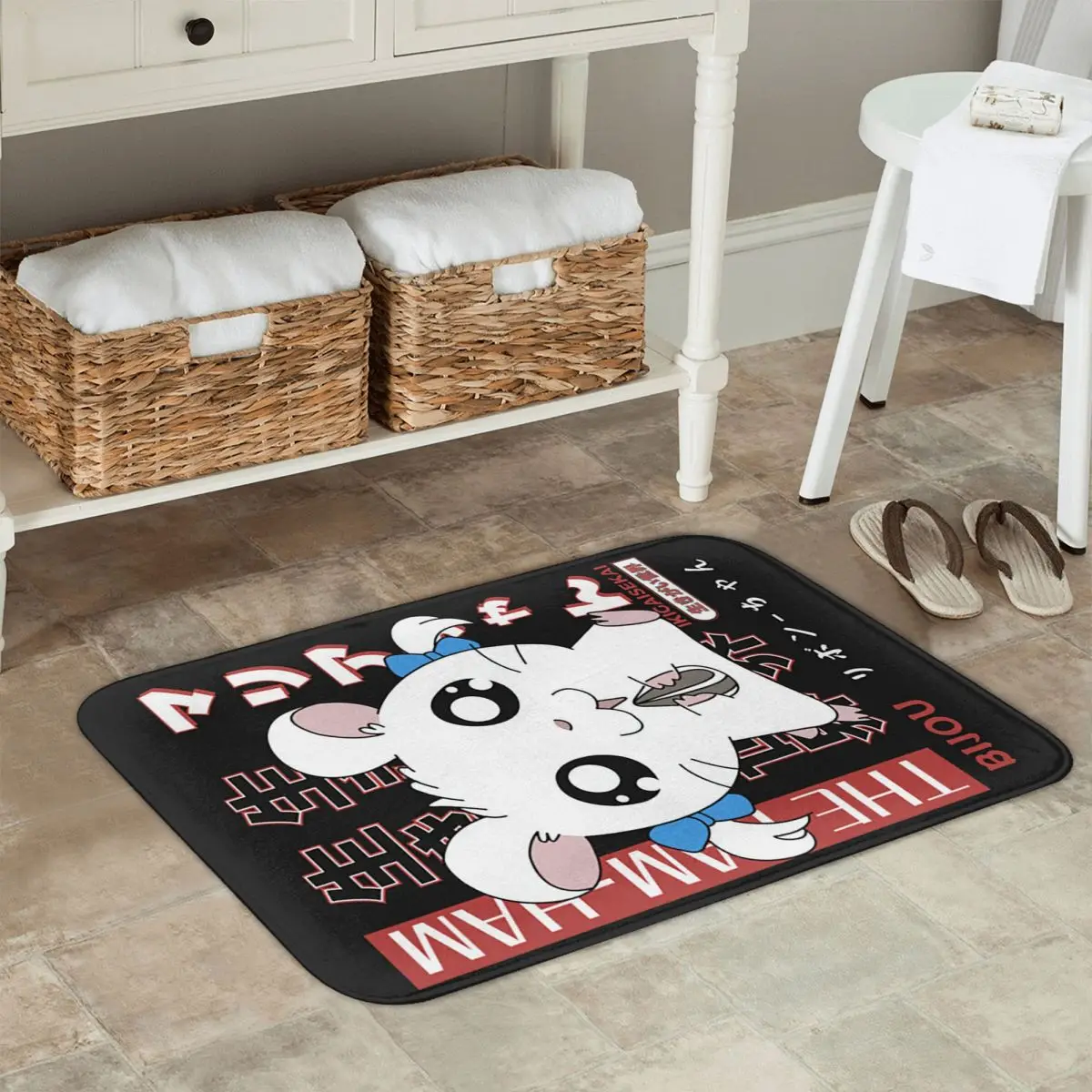 Anime Hamster Bijou Inspired Game Hamtaro Anti-slip Doormat Floor Mat Carpet Rug for Kitchen Entrance Home Bedroom Footpad Mats