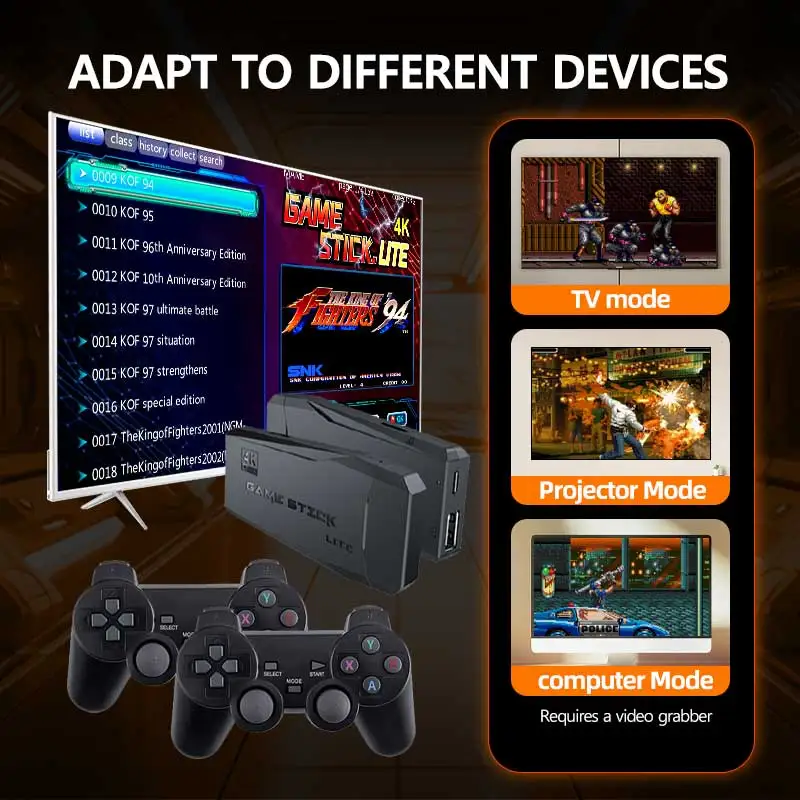 4人用HDビデオゲームコンソール,128または20000 GB,PS1/gba/ddy/mame/sega用のレトロなゲーム,保存,検索,追加