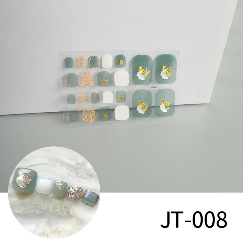 1Pcs New Toe Nail Stickers 3d Laser Stamped Gold Diamond Nail Stickers Summer Fresh Toenails Waterproof Stickers Nail Decals