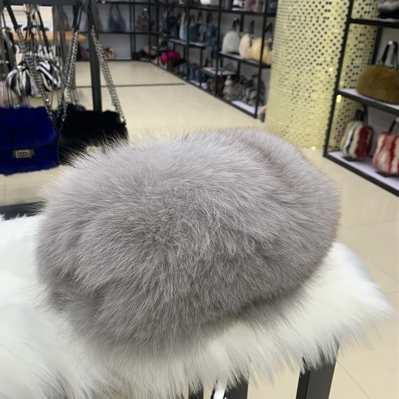 Autumnwinter Women's Fur Bag Luxury Fox Fur Metal Chain Crossbody Shoulder Bag Mini Plush Fox Fur Phone Bag