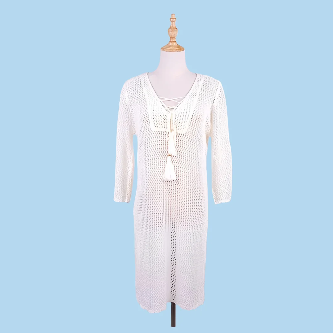 Sexy Crochet Knit Beach Cover up Hollow Out traje de baño vestido señoras traje de baño cubrir túnica de playa