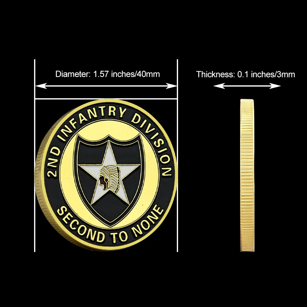 2nd Infantry Division Challenge Coin US Army “Second to None” Collectible Iron Token Military Commemorative Gift