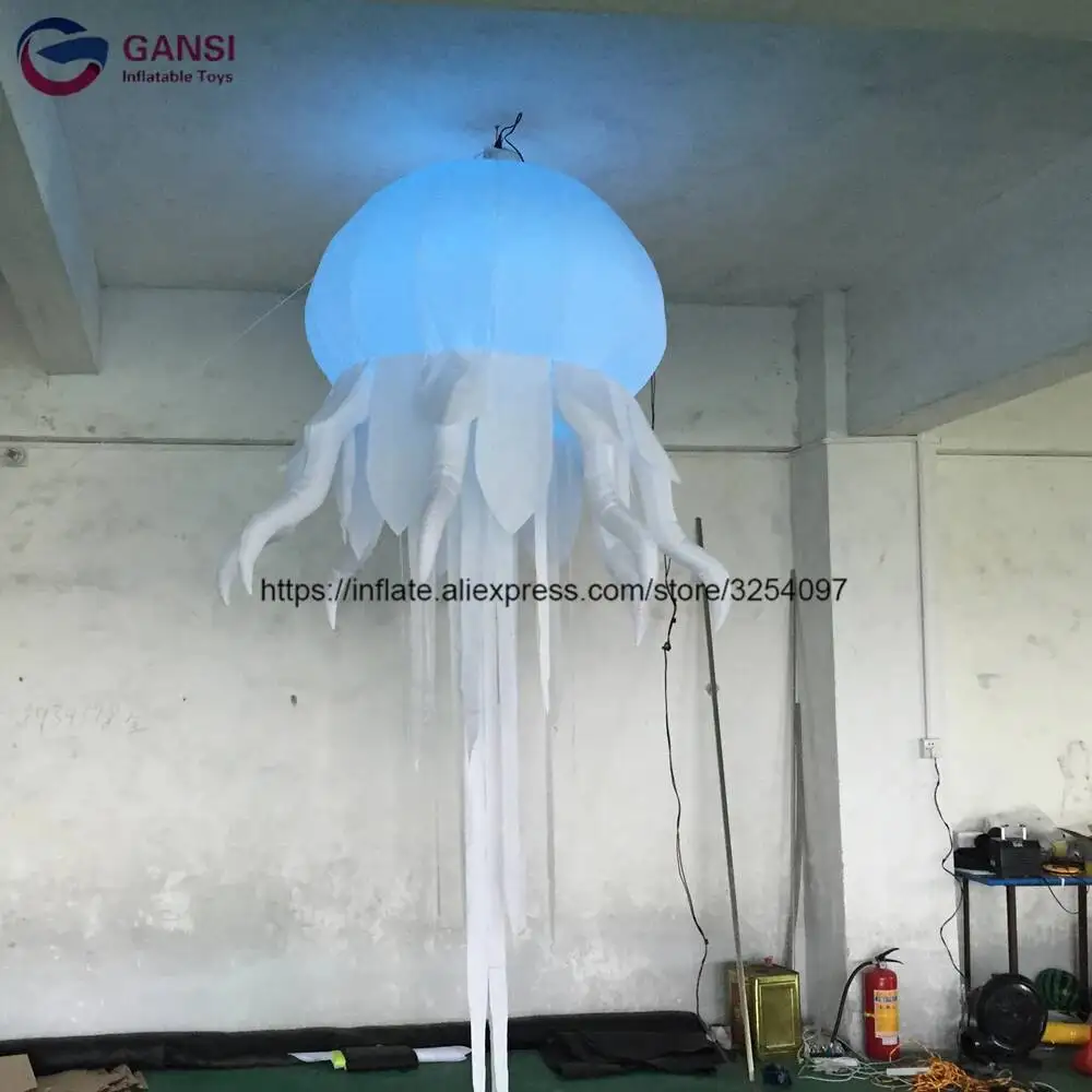 Multi-Colored Charming Inflatable Led Light Octopus,2.5M Hanging Inflatable LED Jellyfish For Stage Decoration