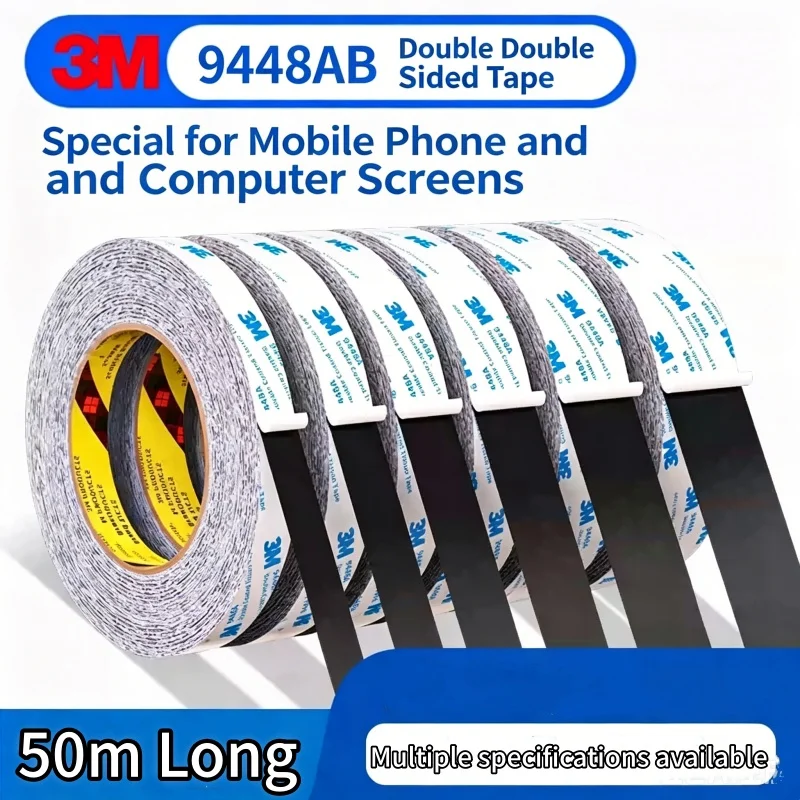 3M Schwarzes Doppelseitiges Klebeband 9448AB Starkes Hochviskoses Ultra-Dünnes Doppelseitiges Klebeband für Handy- und Computer-Bildschirmreparatur