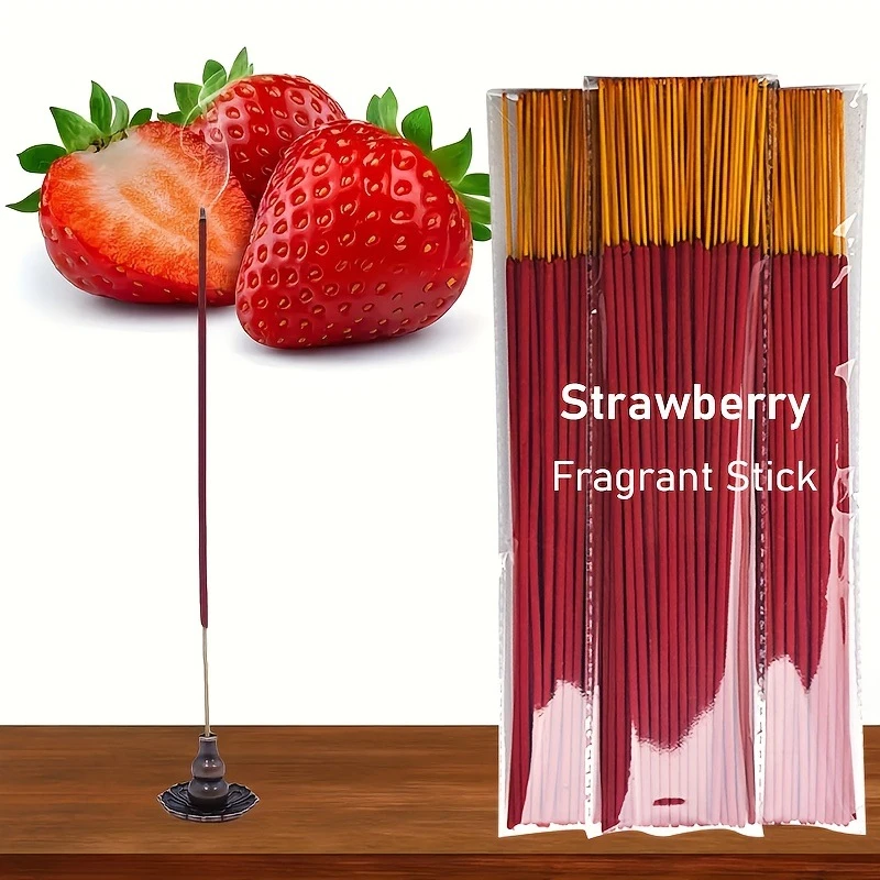 Erdbeer-Räucherstäbchen für Meditation, natürlich duftender Weihrauch, 50-Sticks-Bundle, rote Stäbchen, Räucherstäbchen für Zuhause, Spa, Aromatherapie