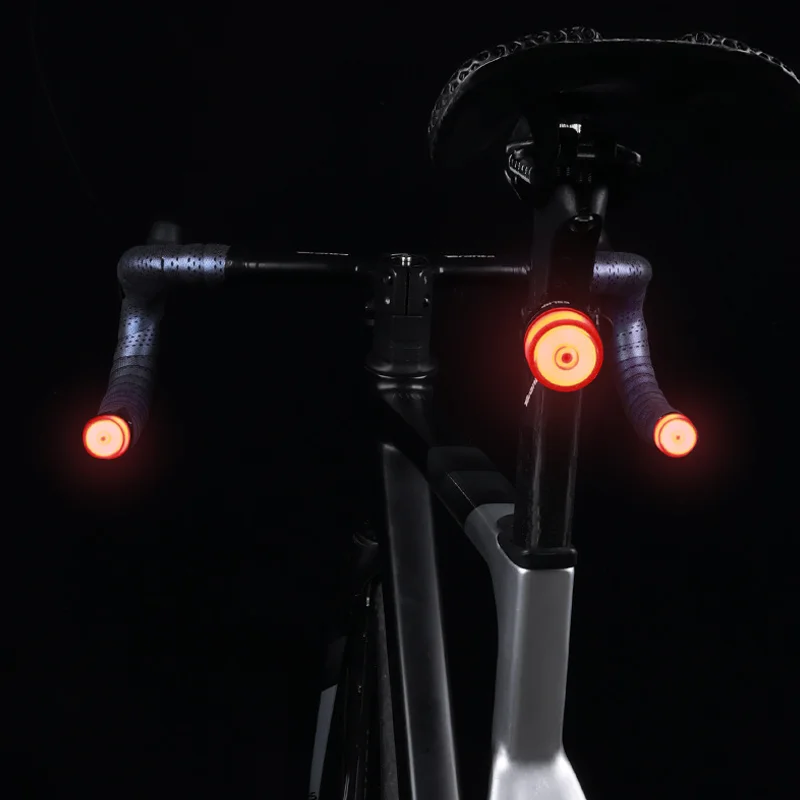 ESLNF Bike Handlebar End Light Waterproof Rechargeable Road Bicycle Handlebar End Plug Warning Taillight Bike Accessories