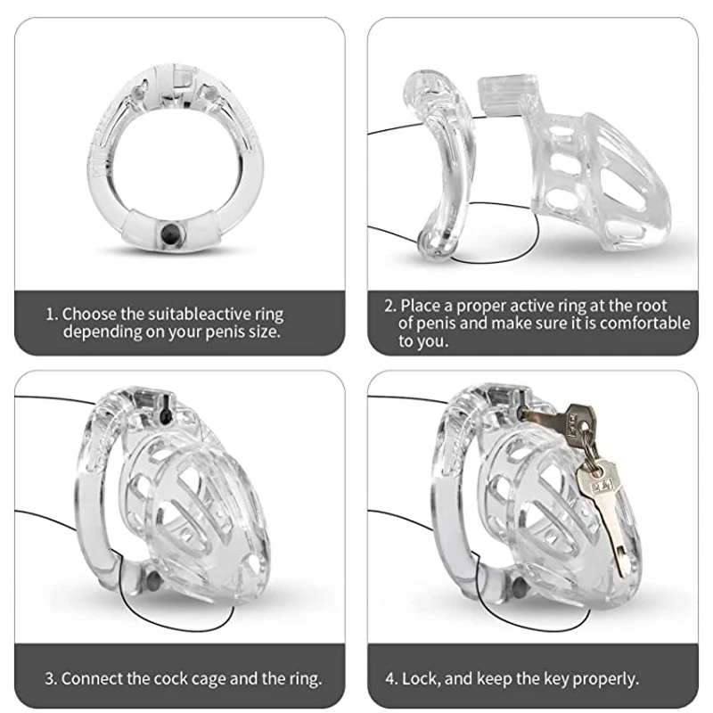 High Quality Openable Ring Design Male Chastity Cage Device With 4 Sizes Cock Ring Vent Hole Cock Cage Sex Toys Lock For Men - view 6