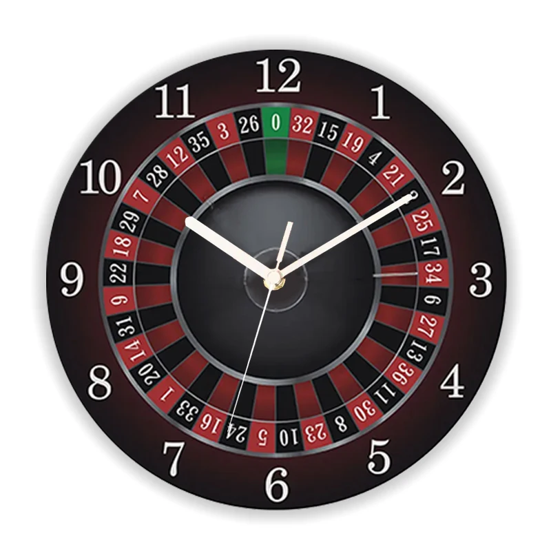 Fun Las Vegas Casino Roulette Wheel Large Wall Clock for Game Room Playful American Roulette Poker Decorative Wall Decor Gifts