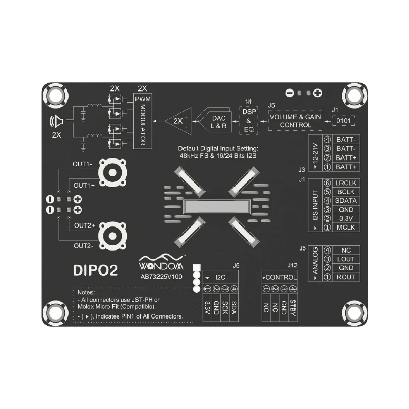 TAS5768 penguat daya Input Digital I2S 3-kawat 2X50W DAC mendukung Raspberry PI