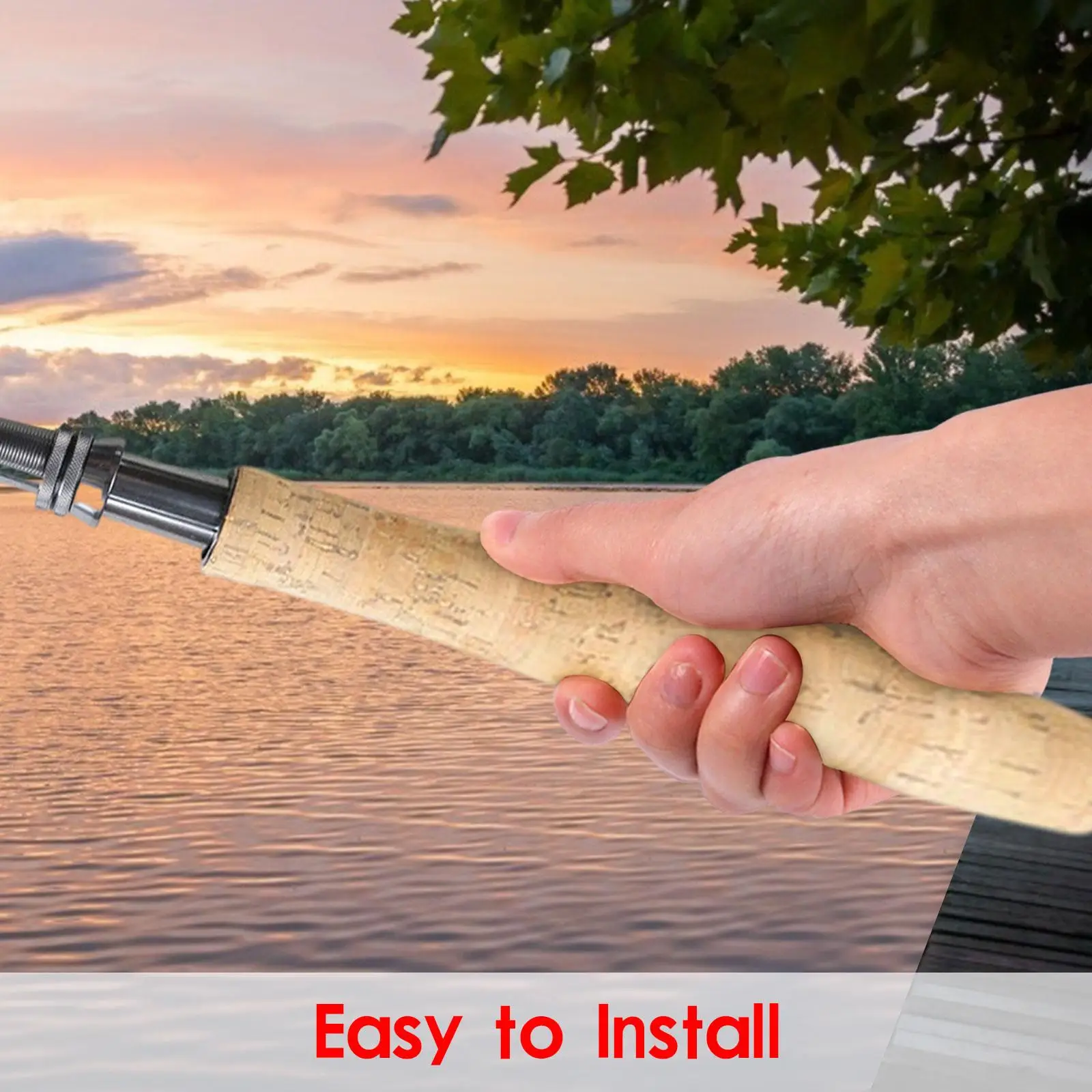 Composite Cork Fishing Rod Handle Grip with Metal Reel Seat Lightweight Kit for Fly Rod Building Projects