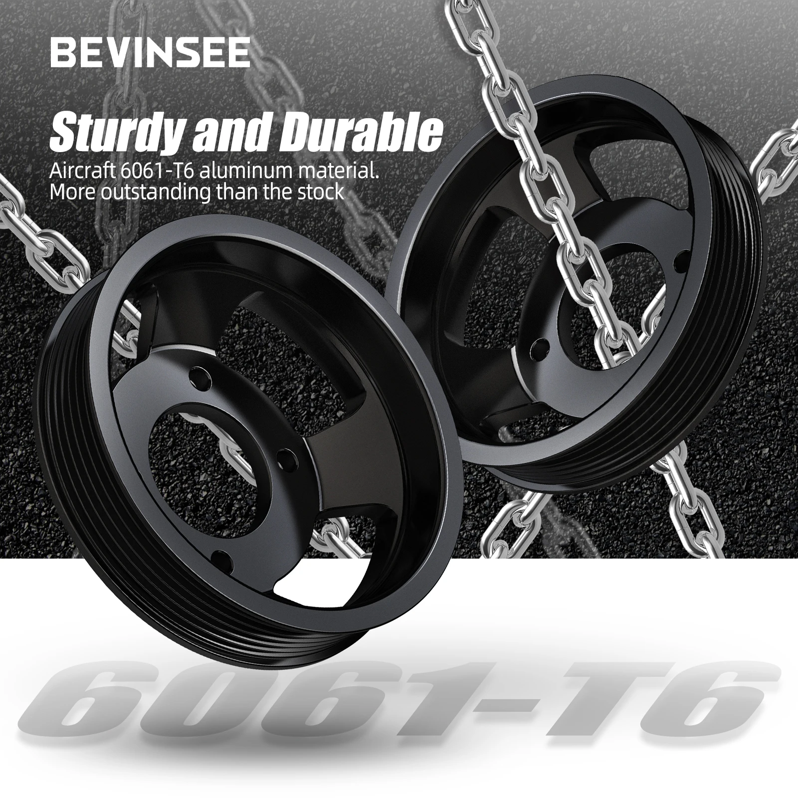 For BMW M54 M52TU Power Steering Pump Pulley & Water Pump Pulley Kit,for BMW E46 325i 328i 330i,E39 525i 528i 530i,X3 E83,X5 E53 - view 2