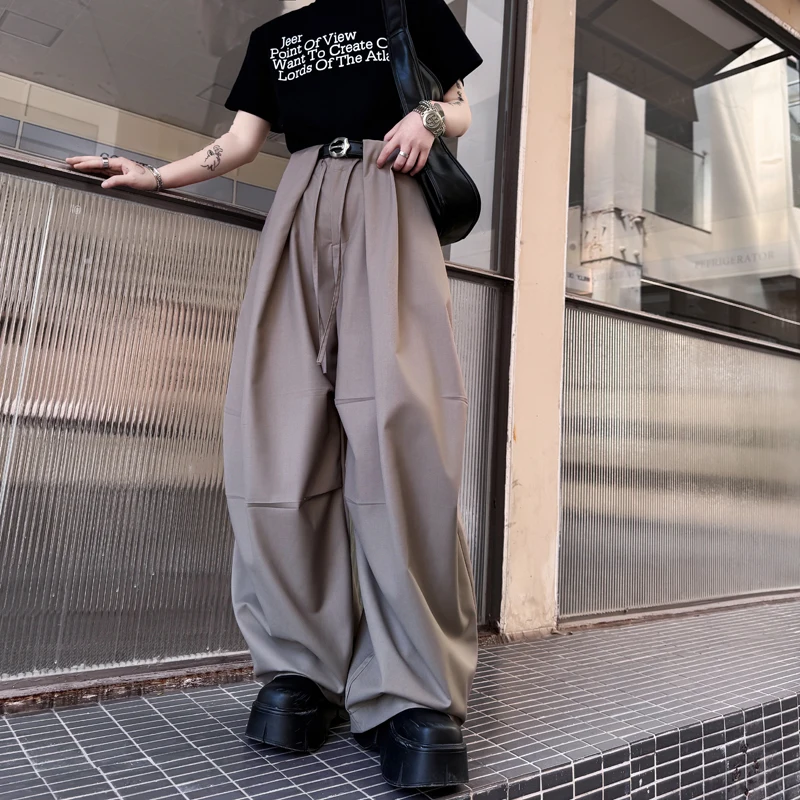 

Men's And Women's Casual Trousers Spring Summer Multi-layer Deconstructed Gathered Loose Fit Straight Leg Umbrella Soldier Pa...