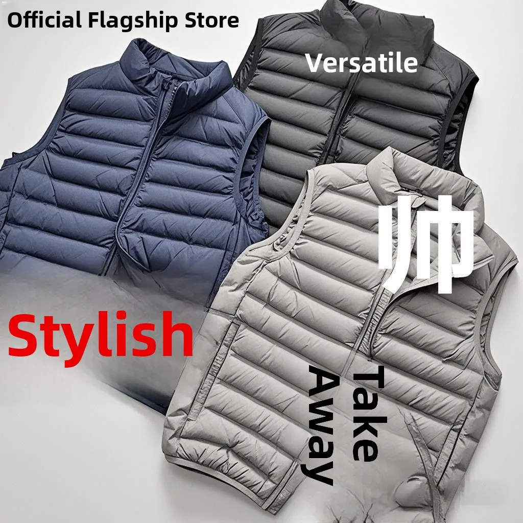 

ex Lightweight Warmth down Cotton Vest Stand Collar Seasonl Outerwear Stand Fit Zipper Closure Office Wear Cotton 70%