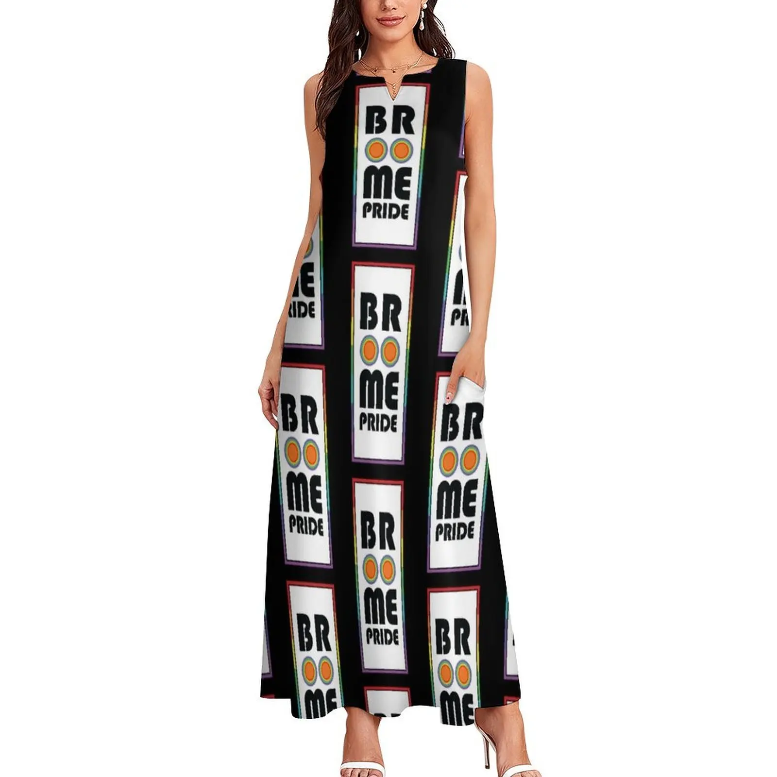 Broome Pride – Rainbow rectangle Long Dress elegant dress Woman clothing luxury dresses