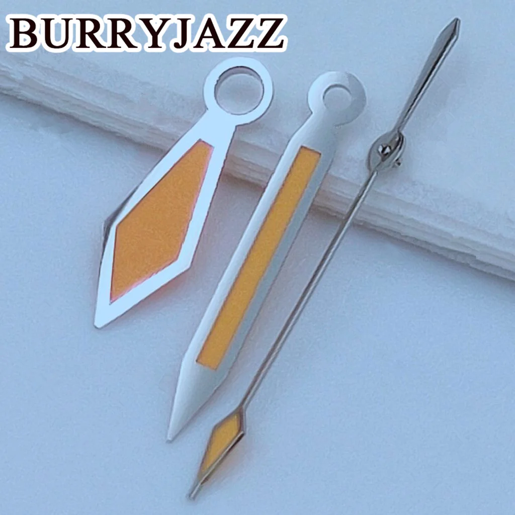 BURRYJAZZ NH35 NH36 NH38 7S26 7S36 4R35 4R36 Wskazówki zegarka Srebrne Pomarańczowe Wskazówki Zielone Świecące