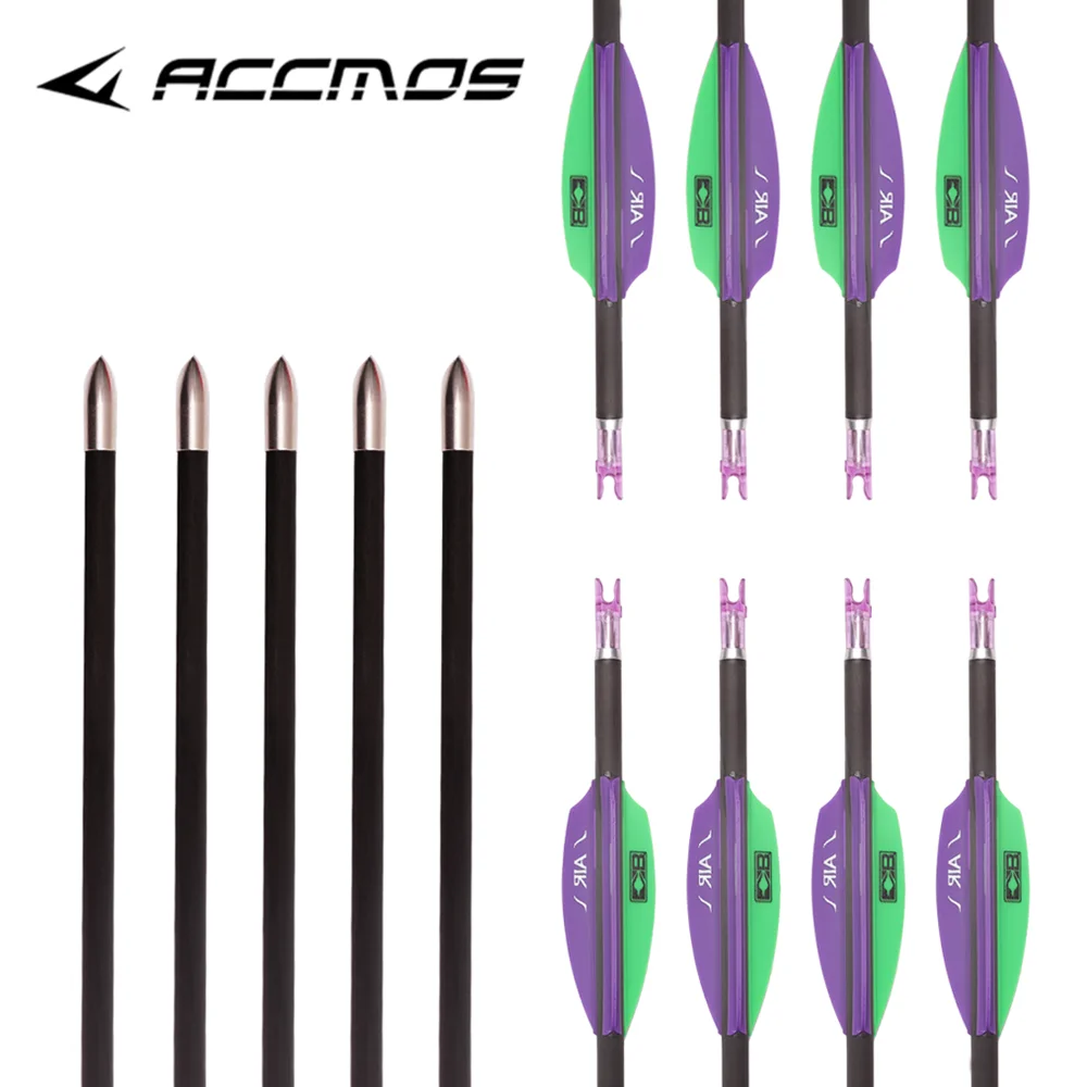 New ID4.2mm Pure Carbon Arrows Spine 300 350 400 500 600 700 800 900 1000 32in Shafts With 2'' AIR Arrow Vanes Archery Shooting