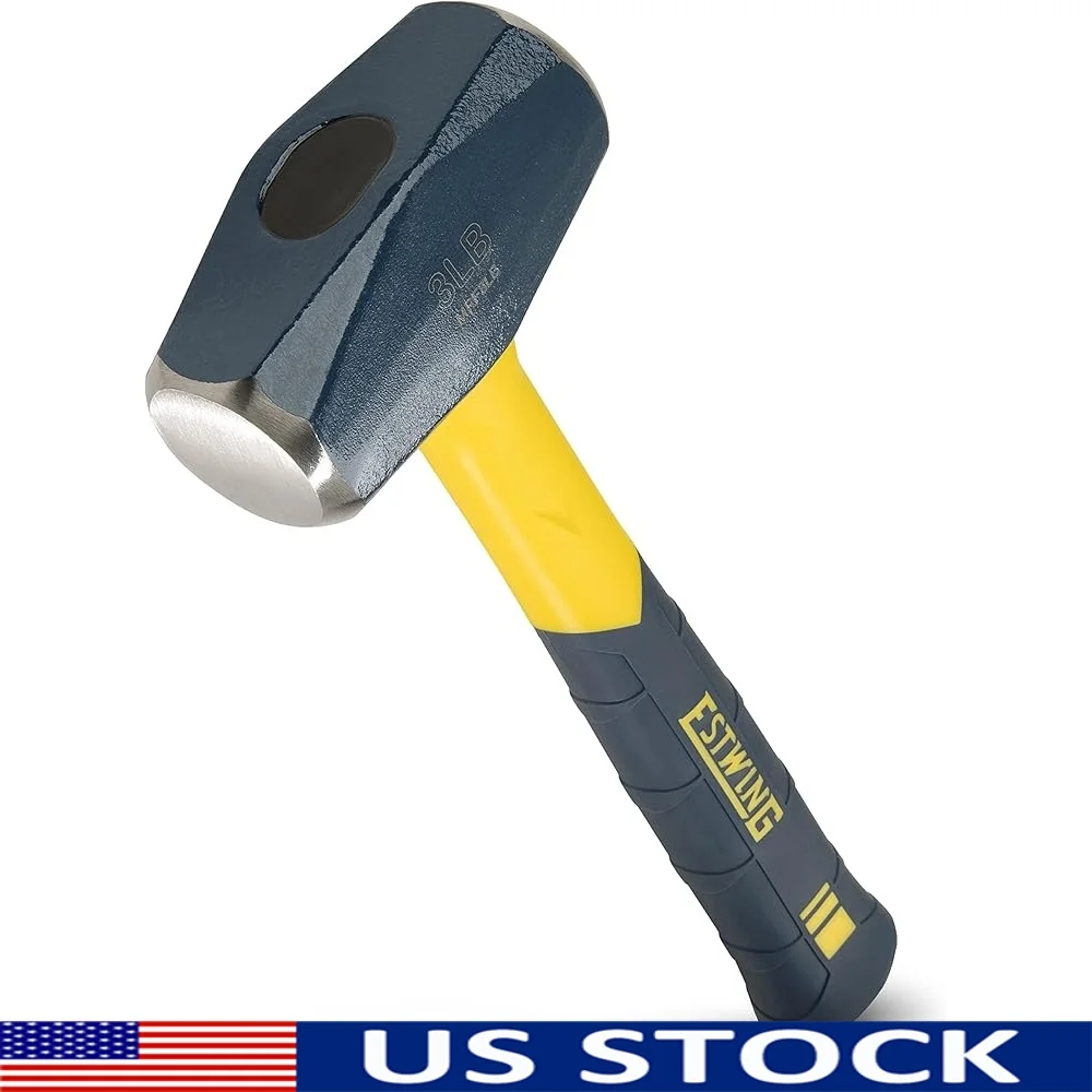 

3lb Sledge Hammer with Fiberglass Handle Non-Slip Cushion Grip Forged Steel Head Demolition Heavy Hammering Work